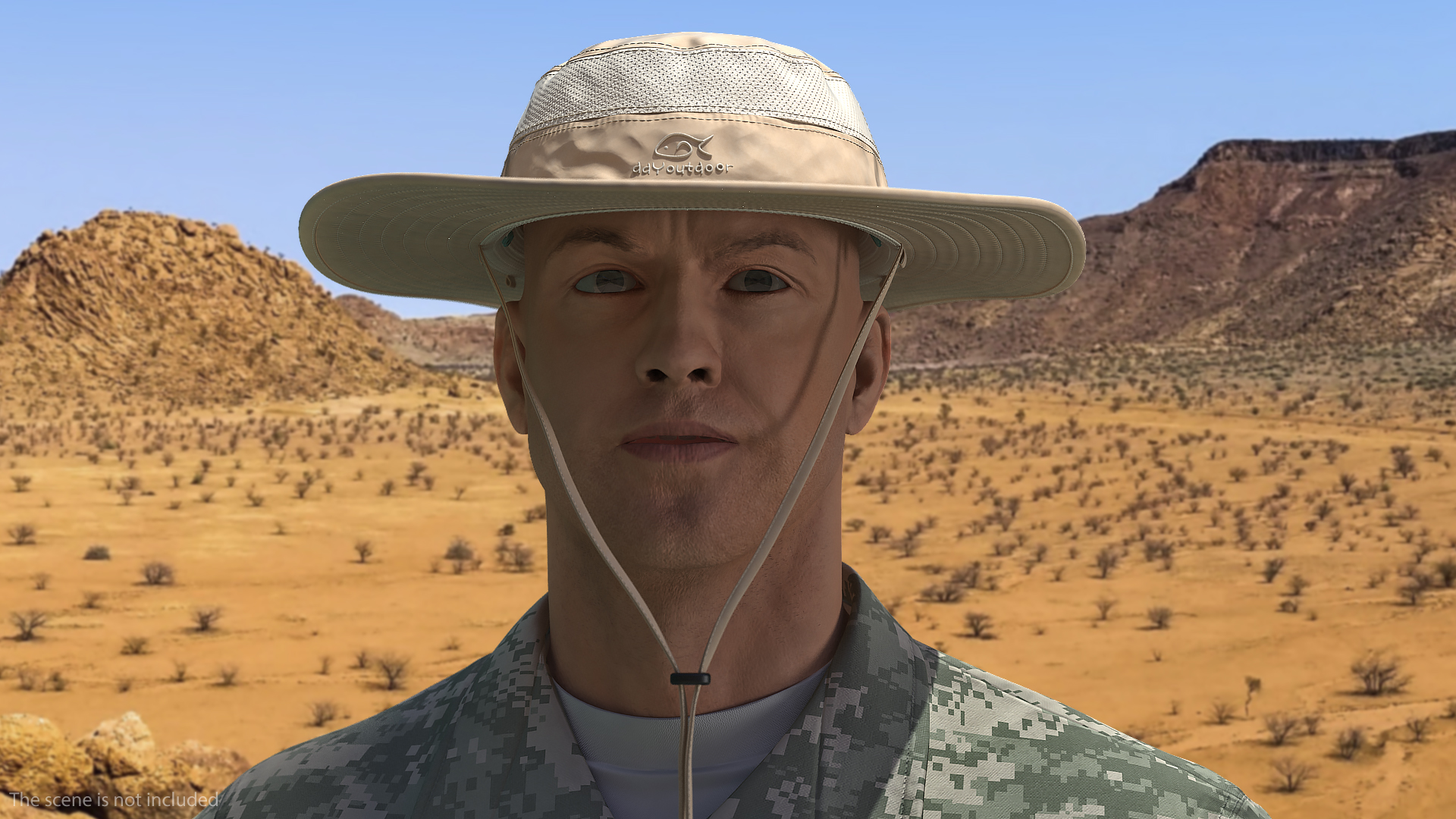 3D model Khaki Outdoor Fishing Hat