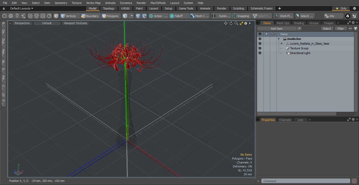 Lycoris Radiata in Glass Vase 3D model