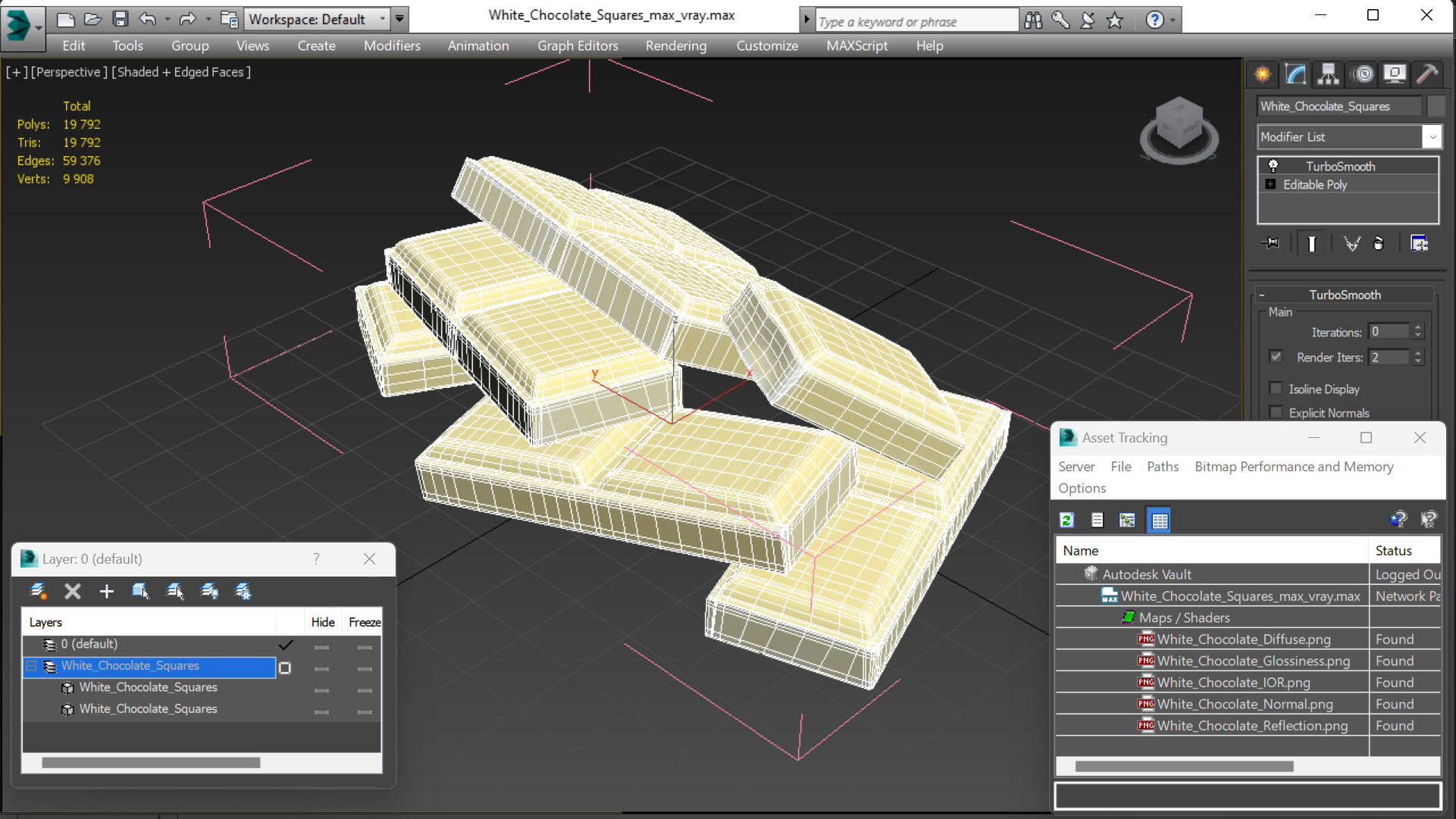 3D White Chocolate Squares model