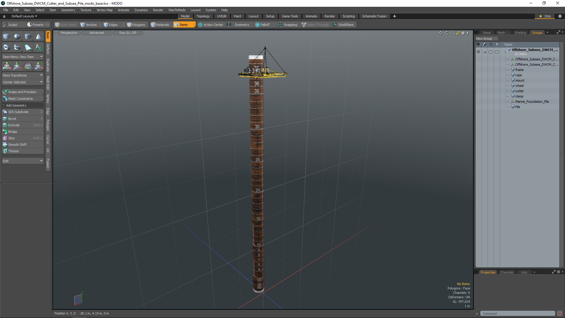 3D Offshore Subsea DWCM Cutter and Subsea Pile model