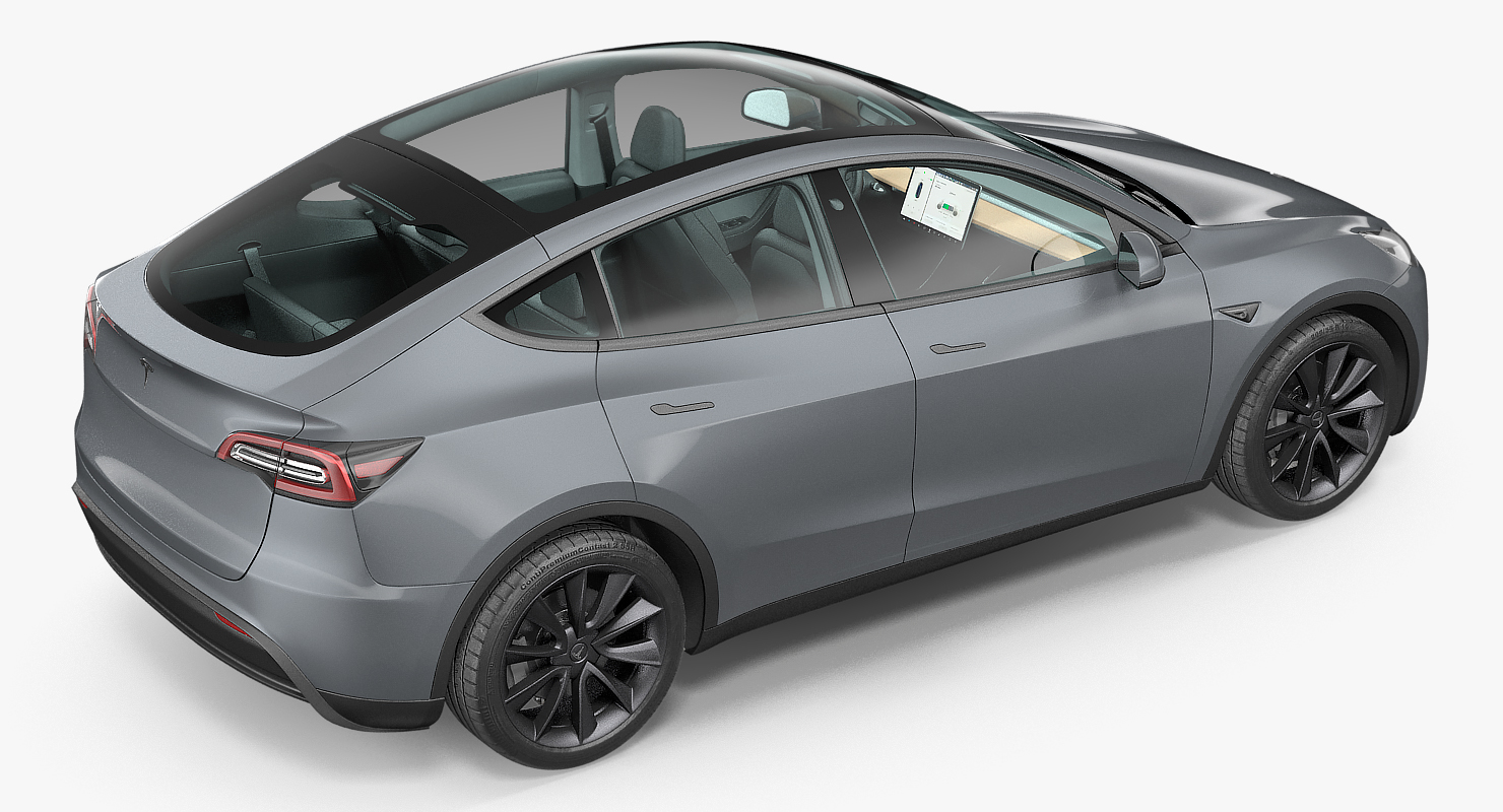 3D Tesla Model Y Silver Rigged for Maya