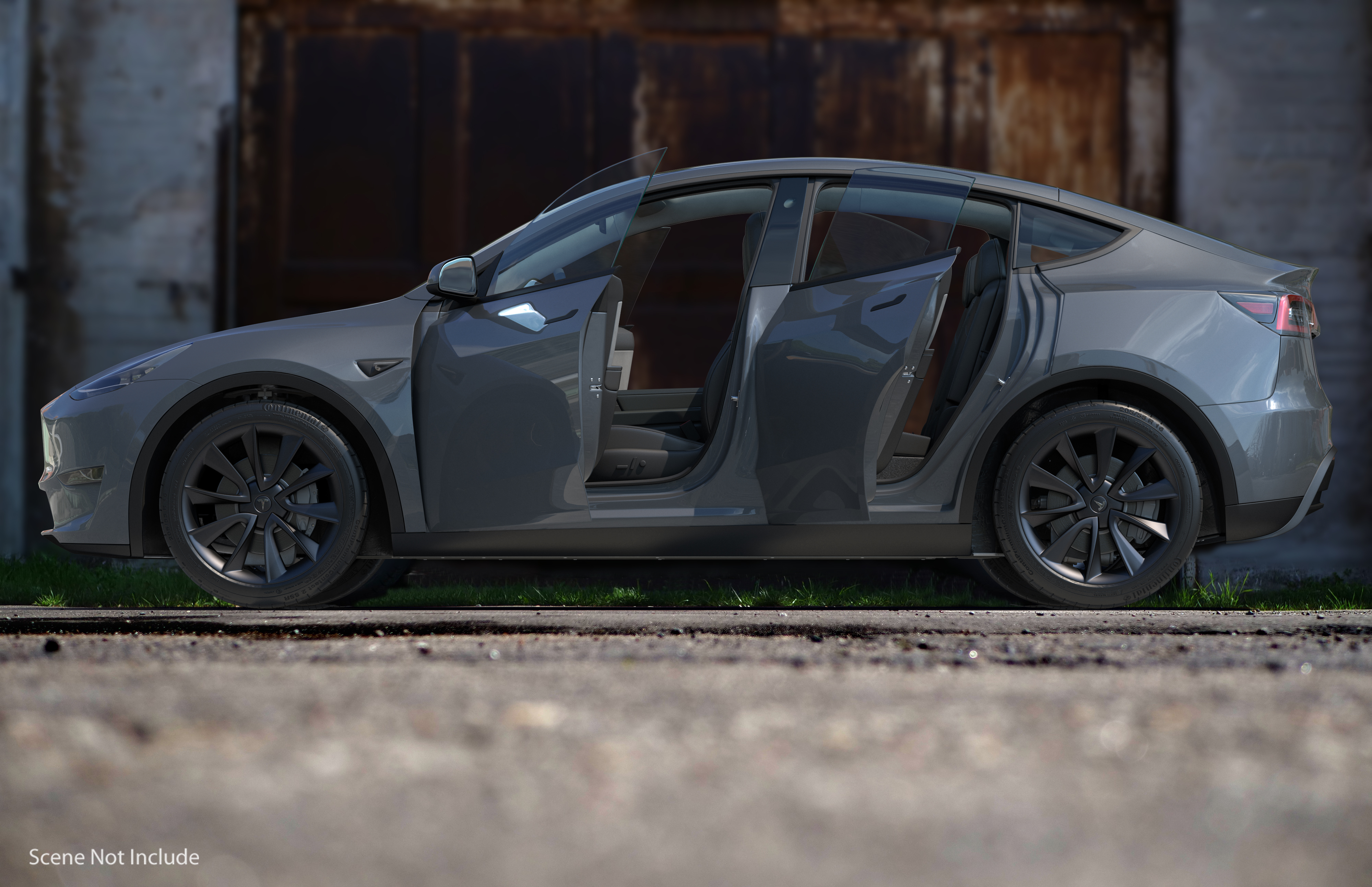 3D Tesla Model Y Silver Rigged for Maya