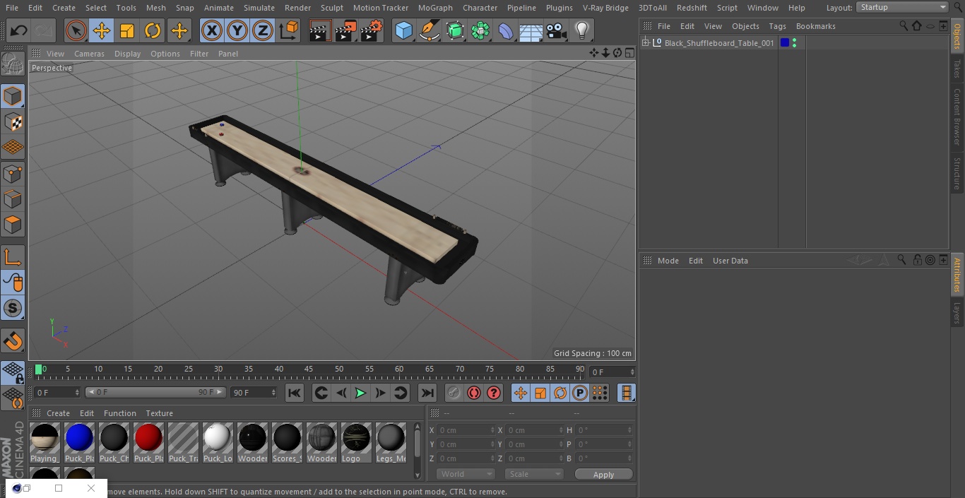 Black Shuffleboard Table 3D model