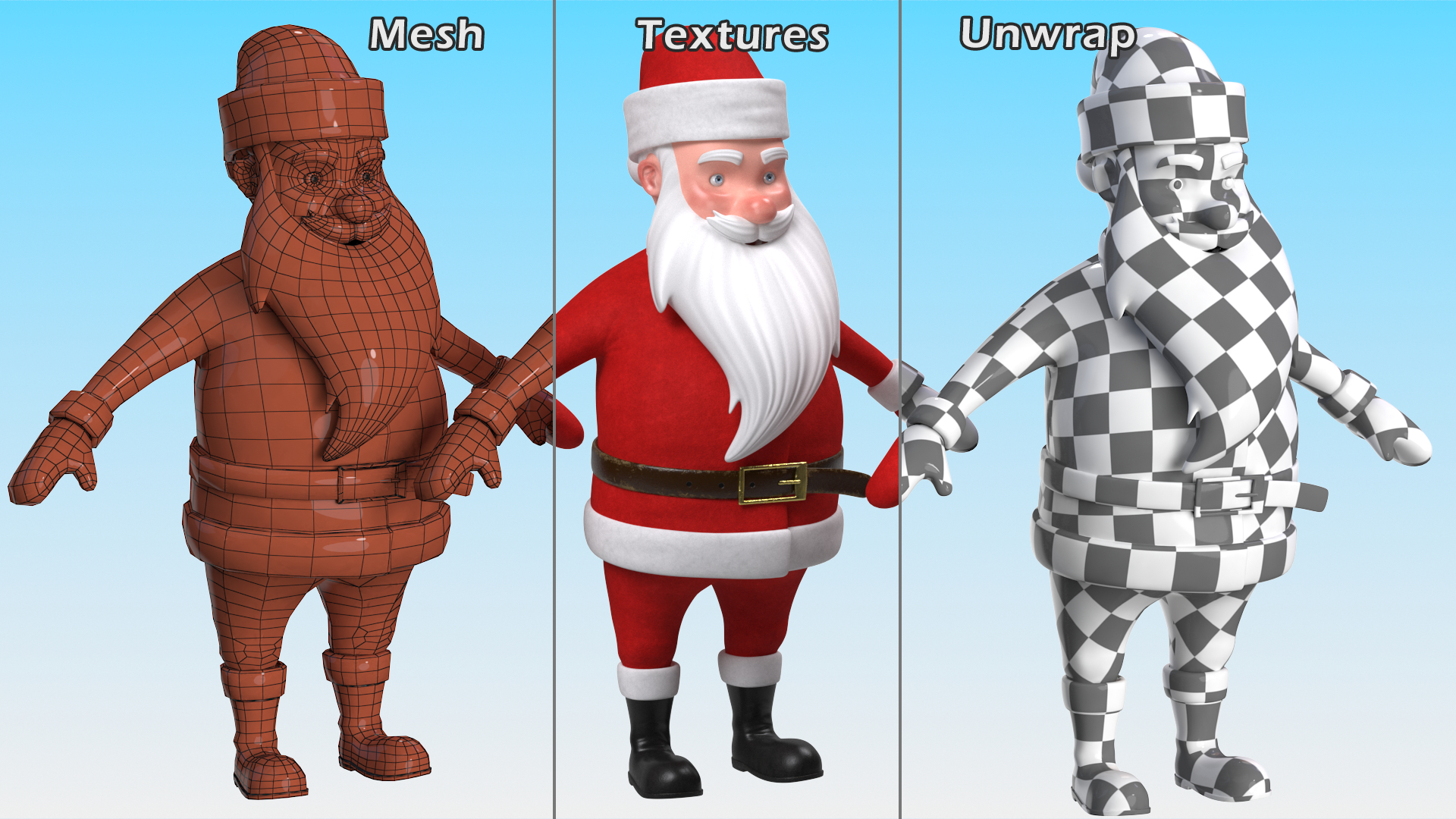 3D Cartoon Santa Claus A-pose