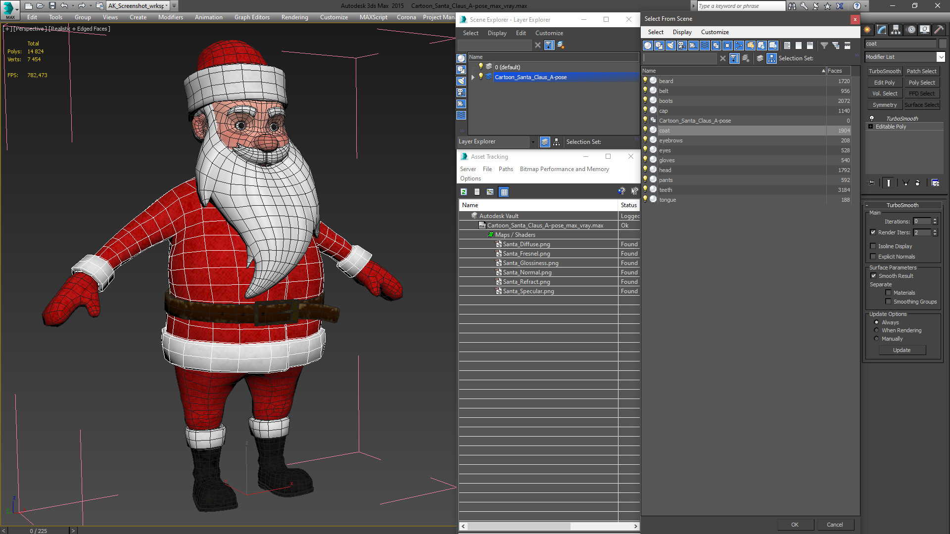 3D Cartoon Santa Claus A-pose