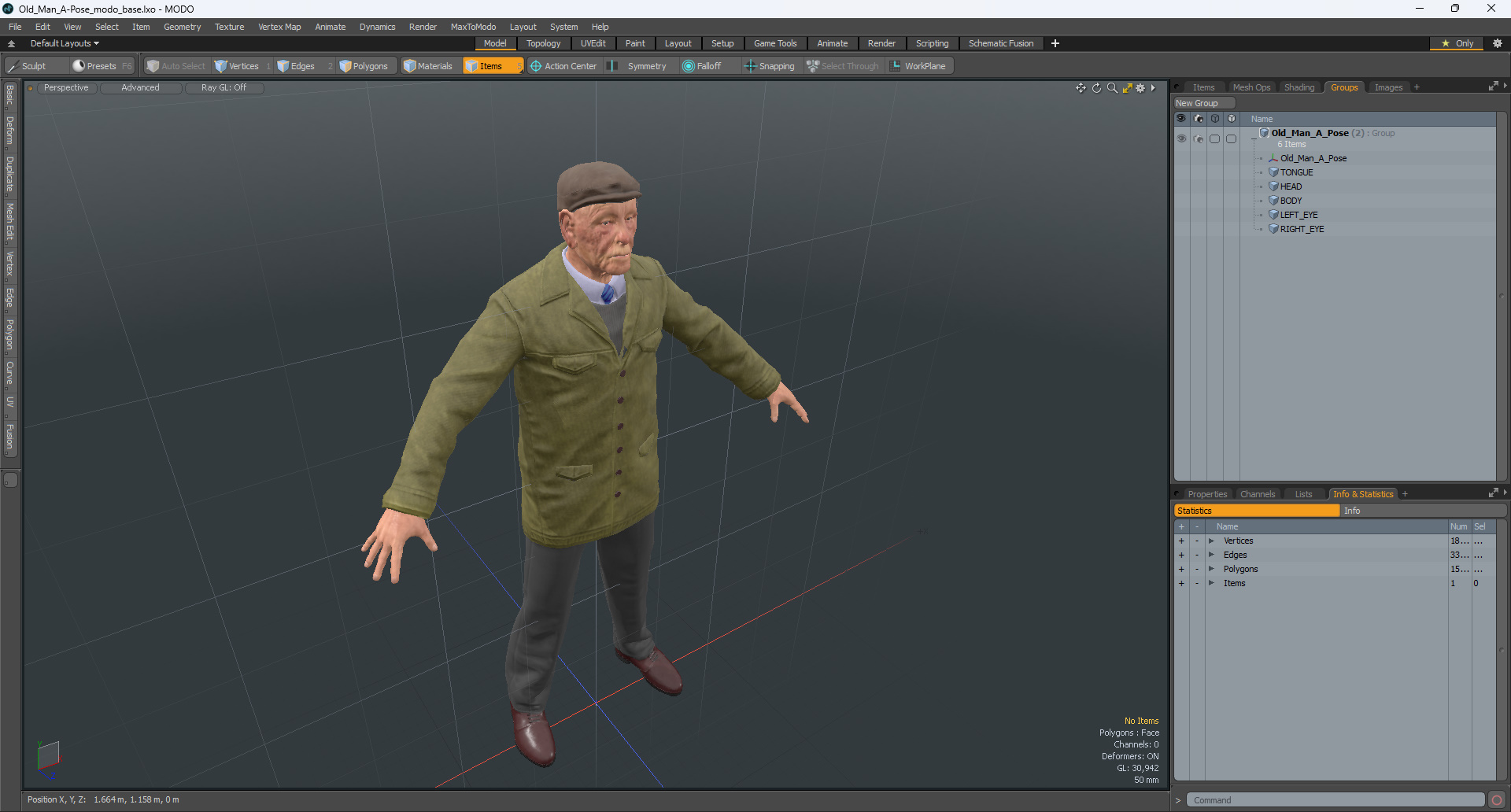 Old Man A-Pose 3D model