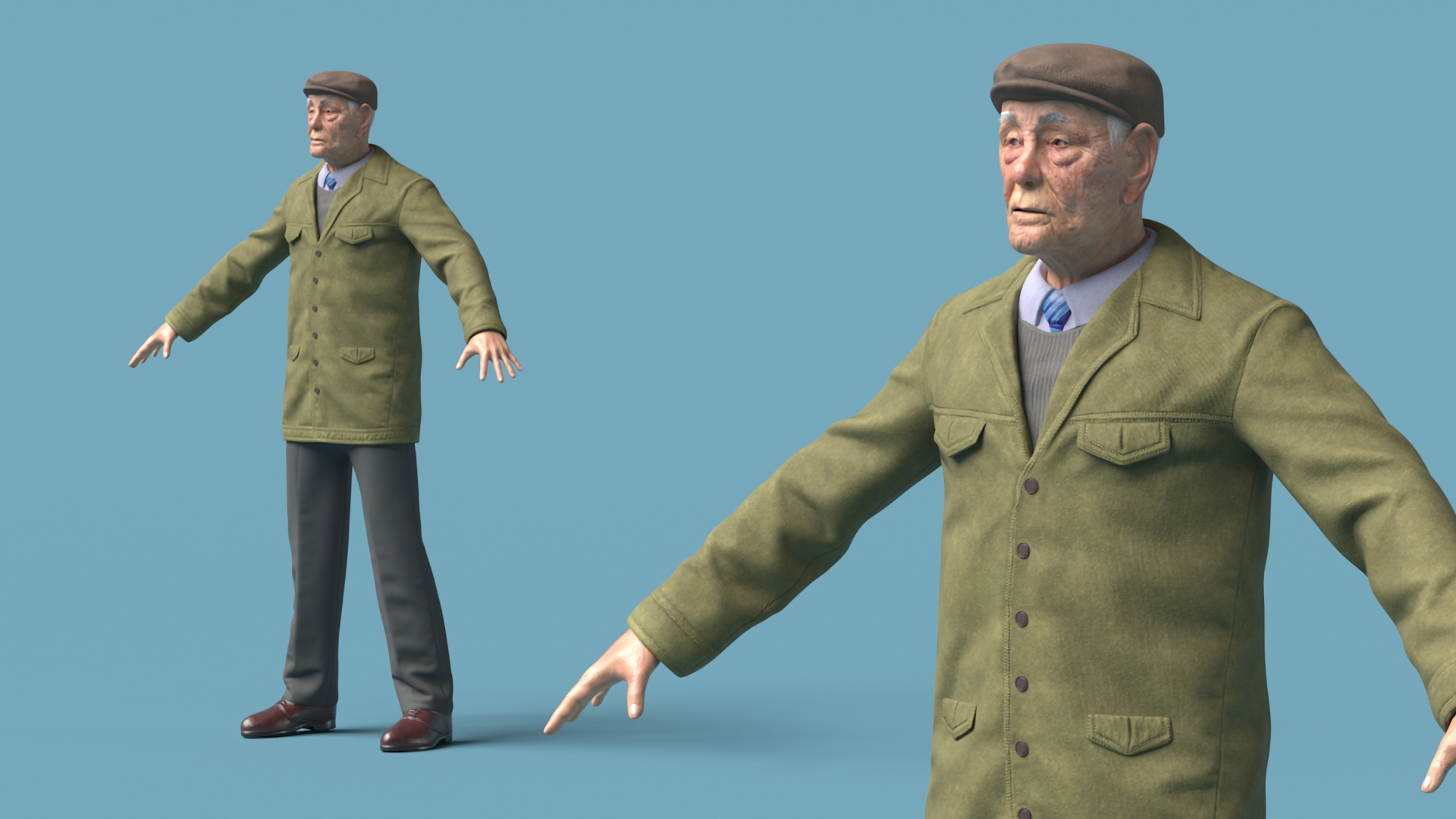 Old Man A-Pose 3D model