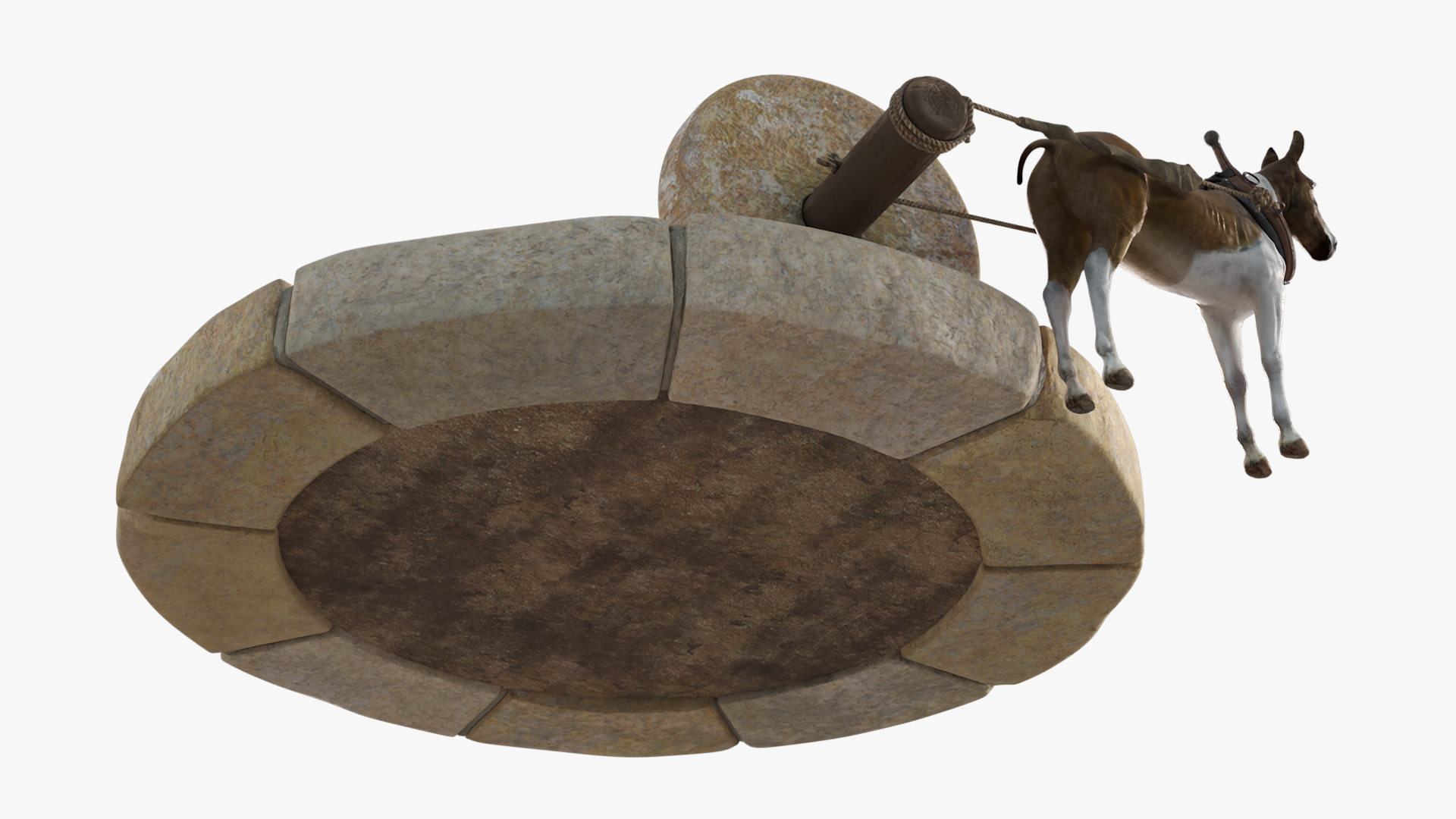 3D Mule Drawn Stone Well