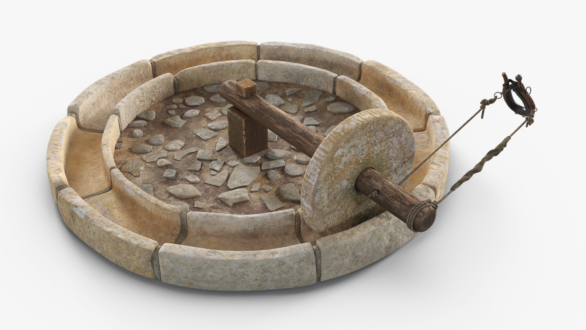 3D Mule Drawn Stone Well