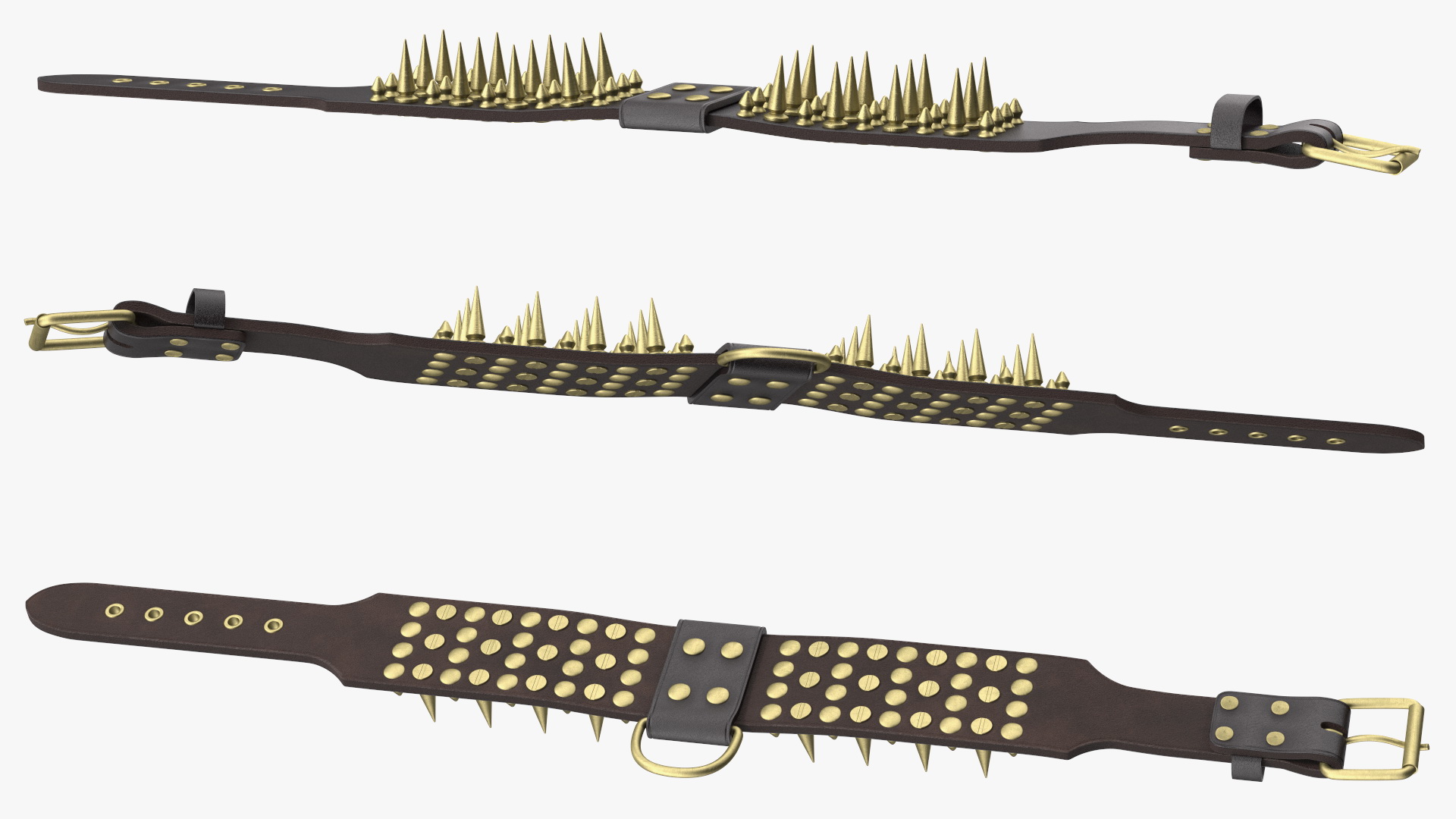 Leather Studded Collar Lying Brown 3D model