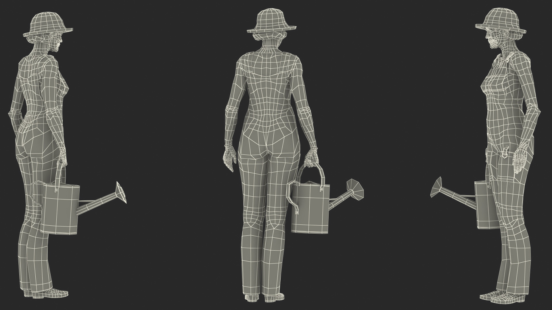 3D Old Lady in Gardening Outfit model