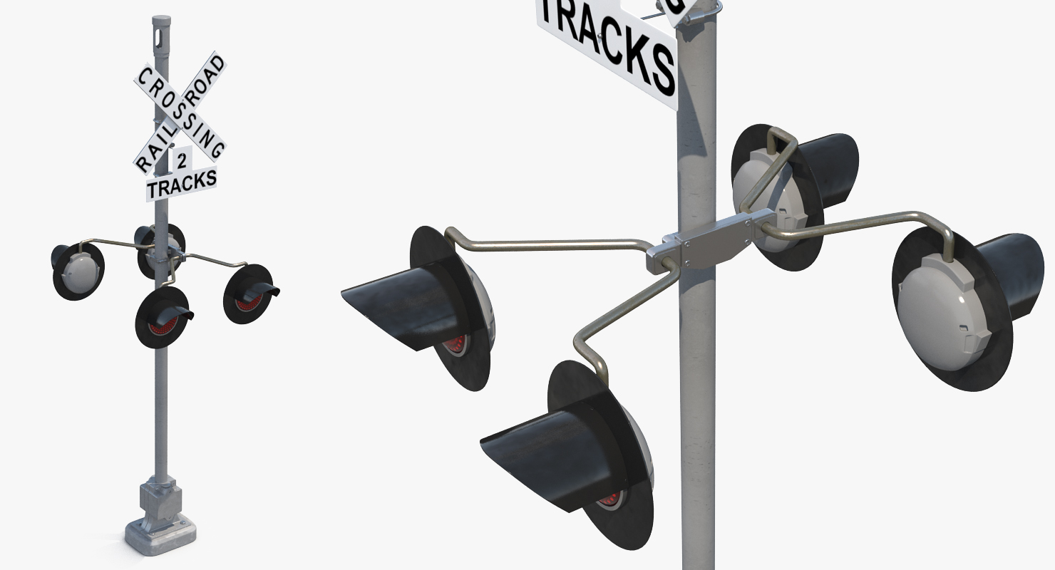 Railroad Crossing Ahead Sign and Signal 3D model