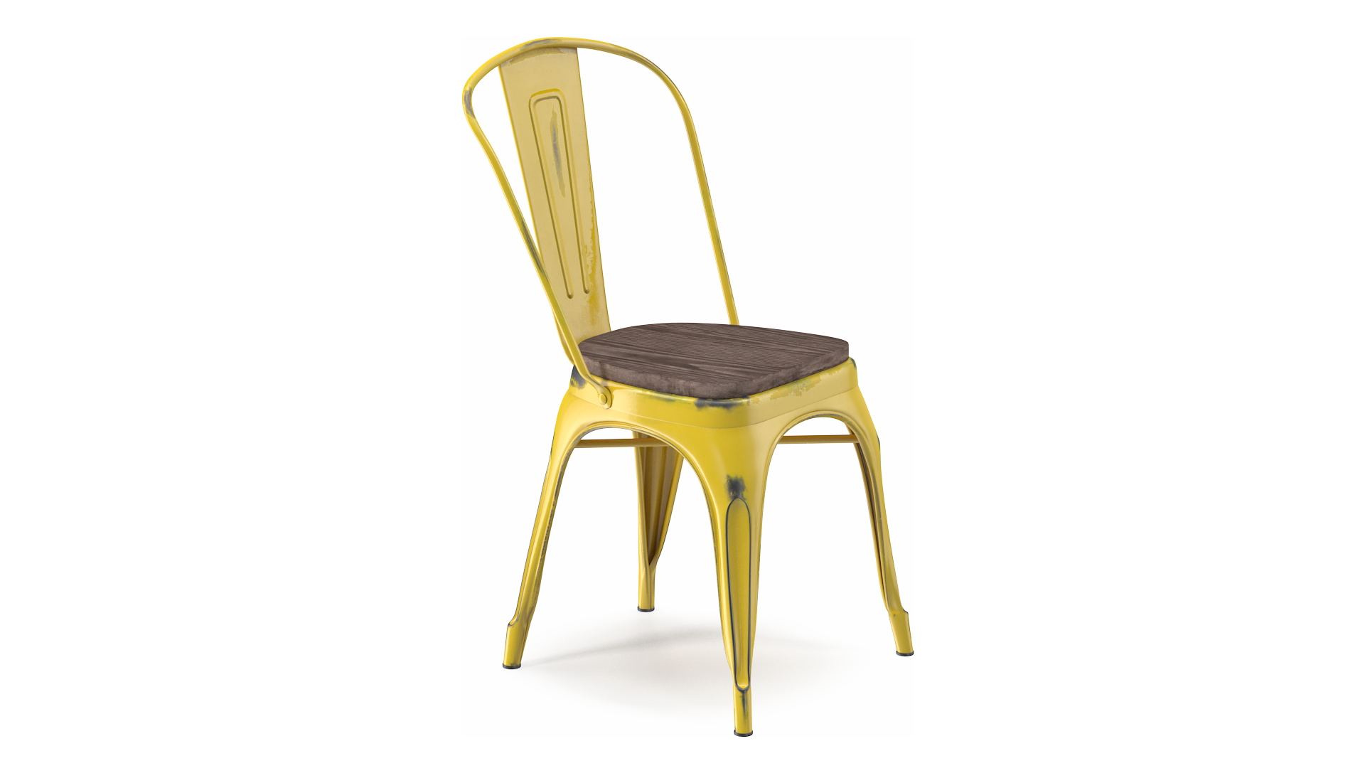 Yellow Stackable Chair Wooden Seat 3D model