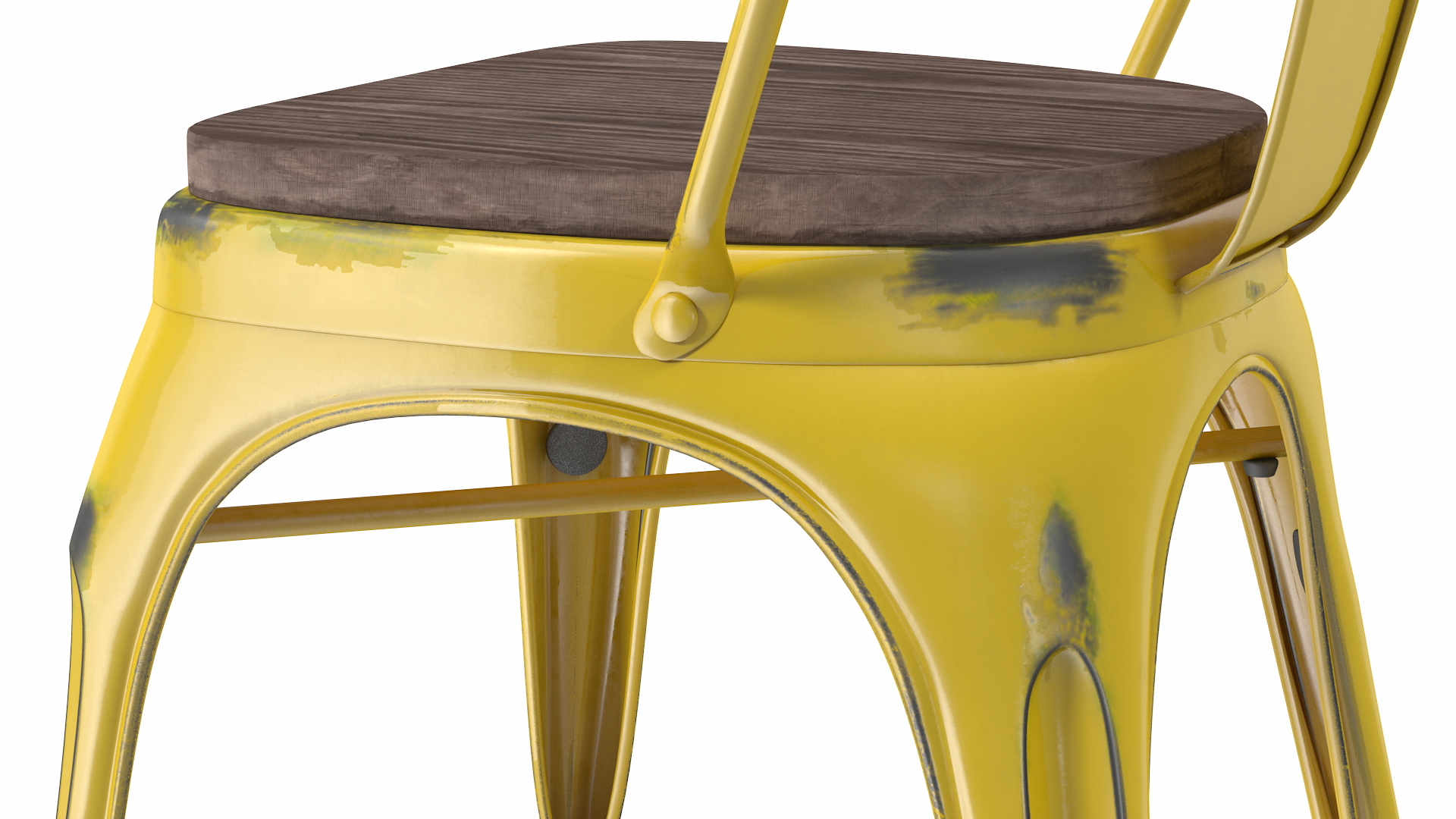 Yellow Stackable Chair Wooden Seat 3D model