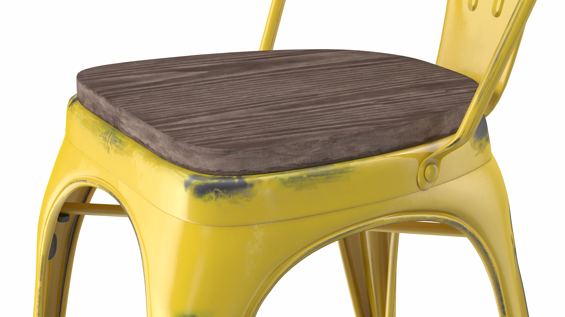 Yellow Stackable Chair Wooden Seat 3D model