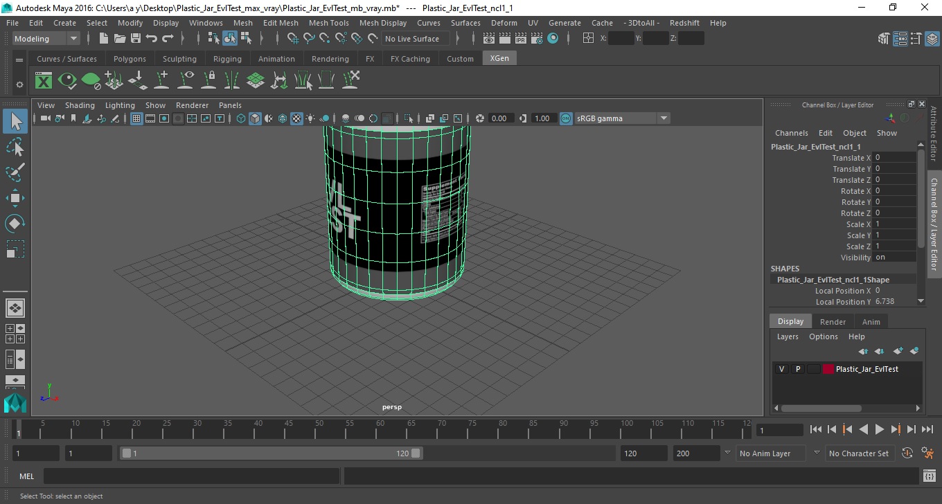 Plastic Jar EvlTest 3D model