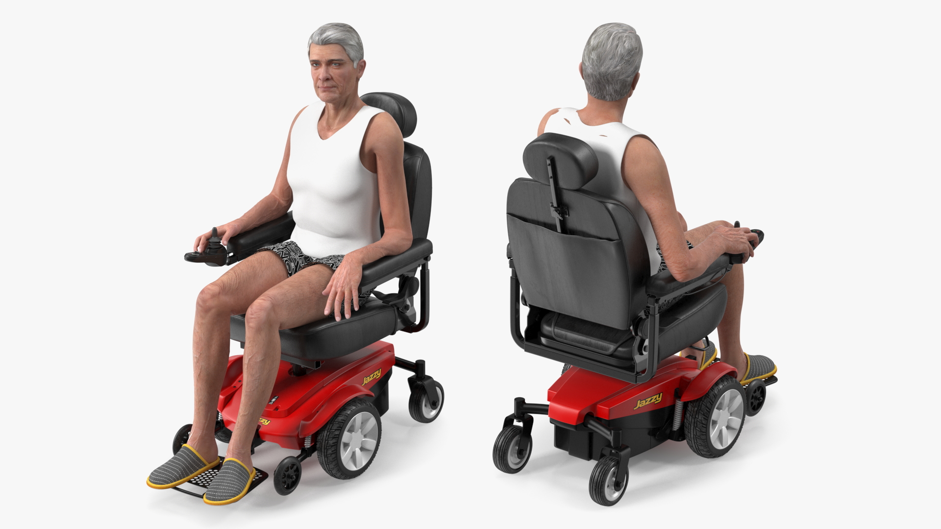 Patient with Jazzy Select Wheelchair Rigged for Modo 3D