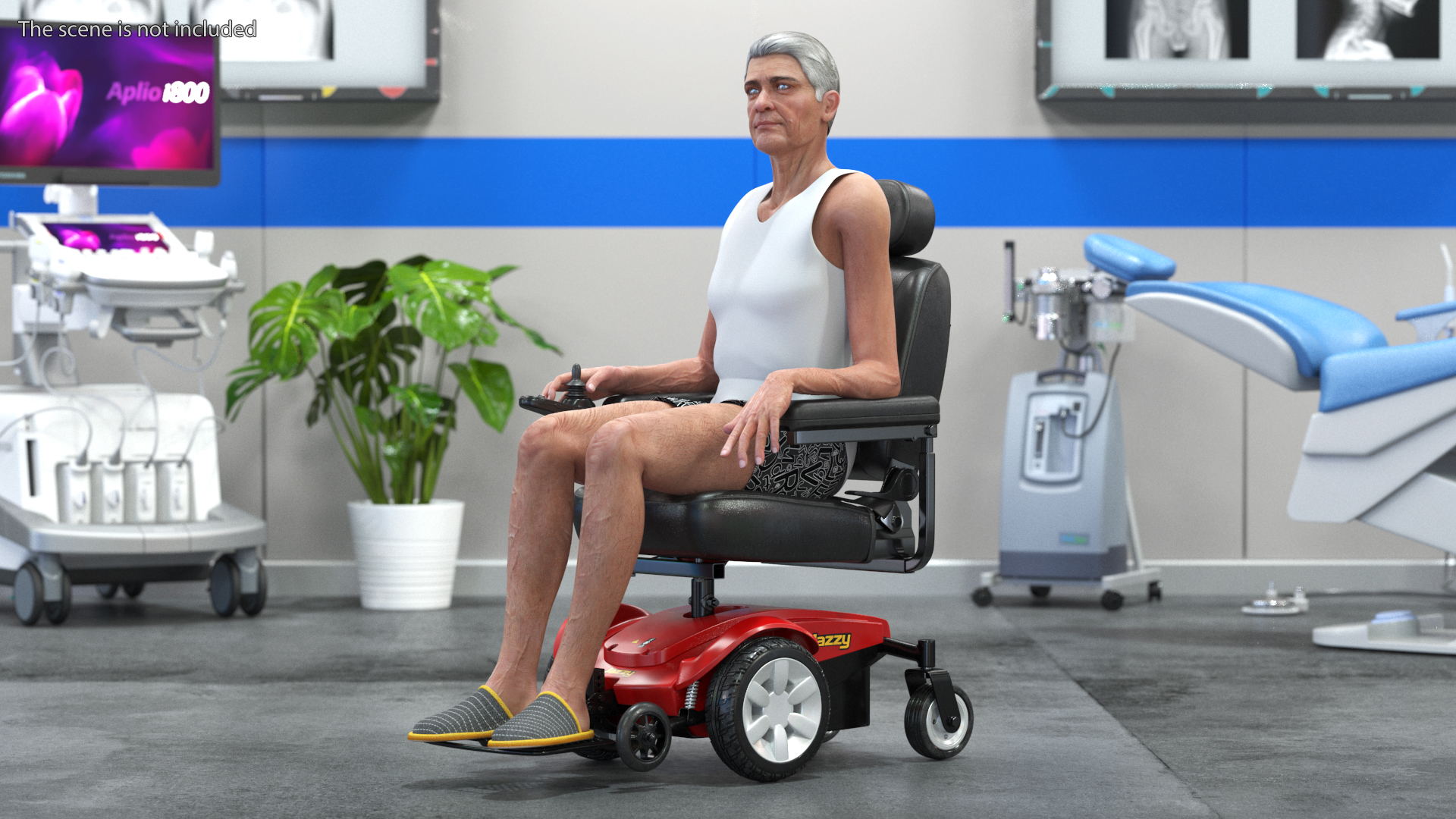 Patient with Jazzy Select Wheelchair Rigged for Modo 3D