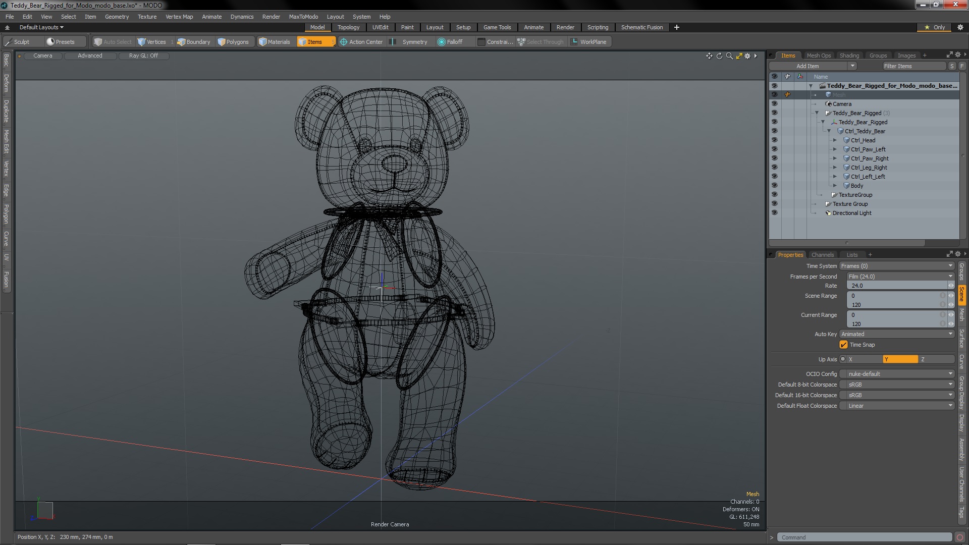 3D Teddy Bear Rigged for Modo