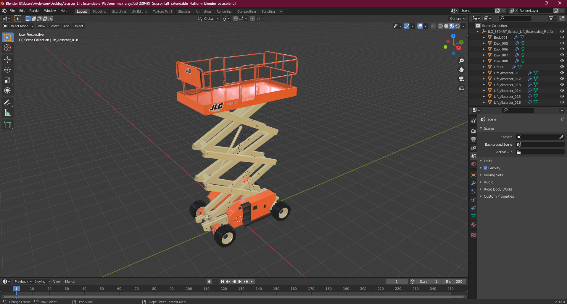 3D JLG 3394RT Scissor Lift Extendable Platform model