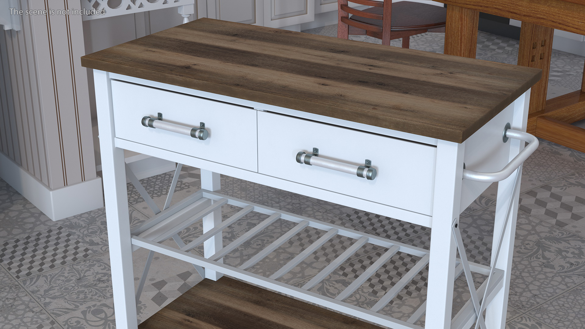 3D Kitchen Cart White model