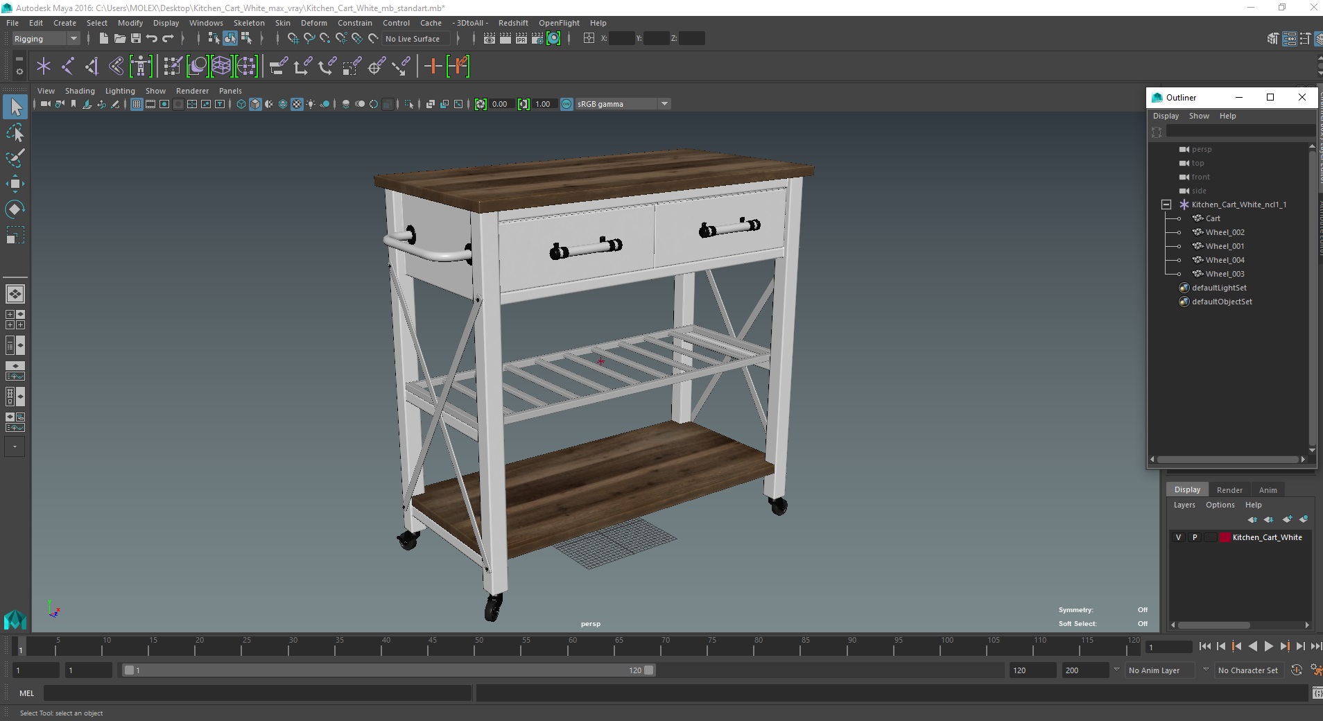 3D Kitchen Cart White model