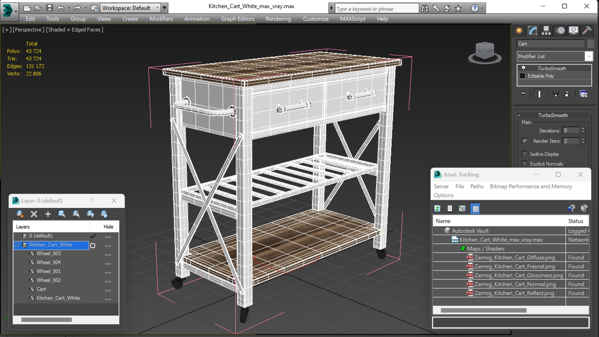 3D Kitchen Cart White model