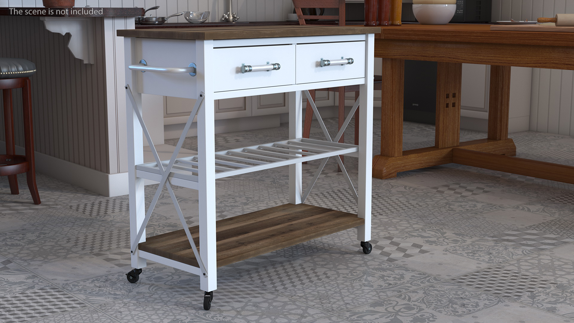 3D Kitchen Cart White model