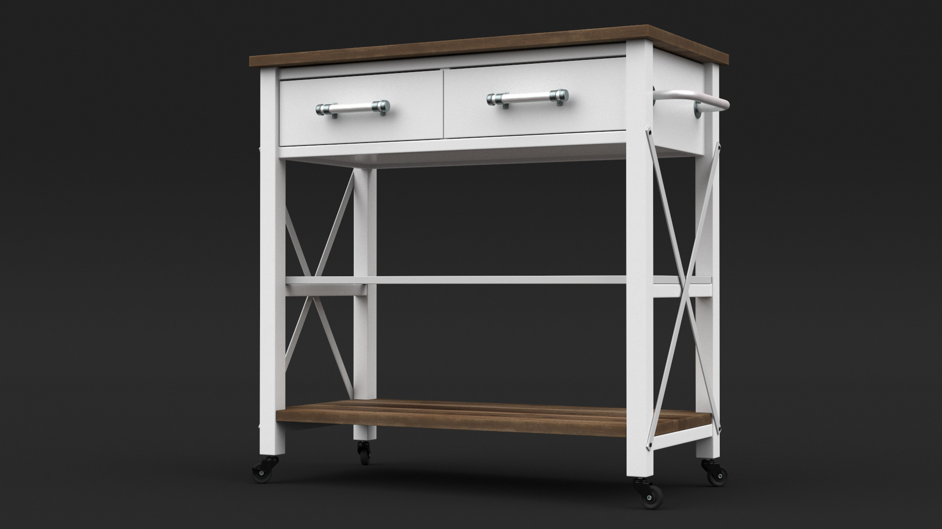 3D Kitchen Cart White model