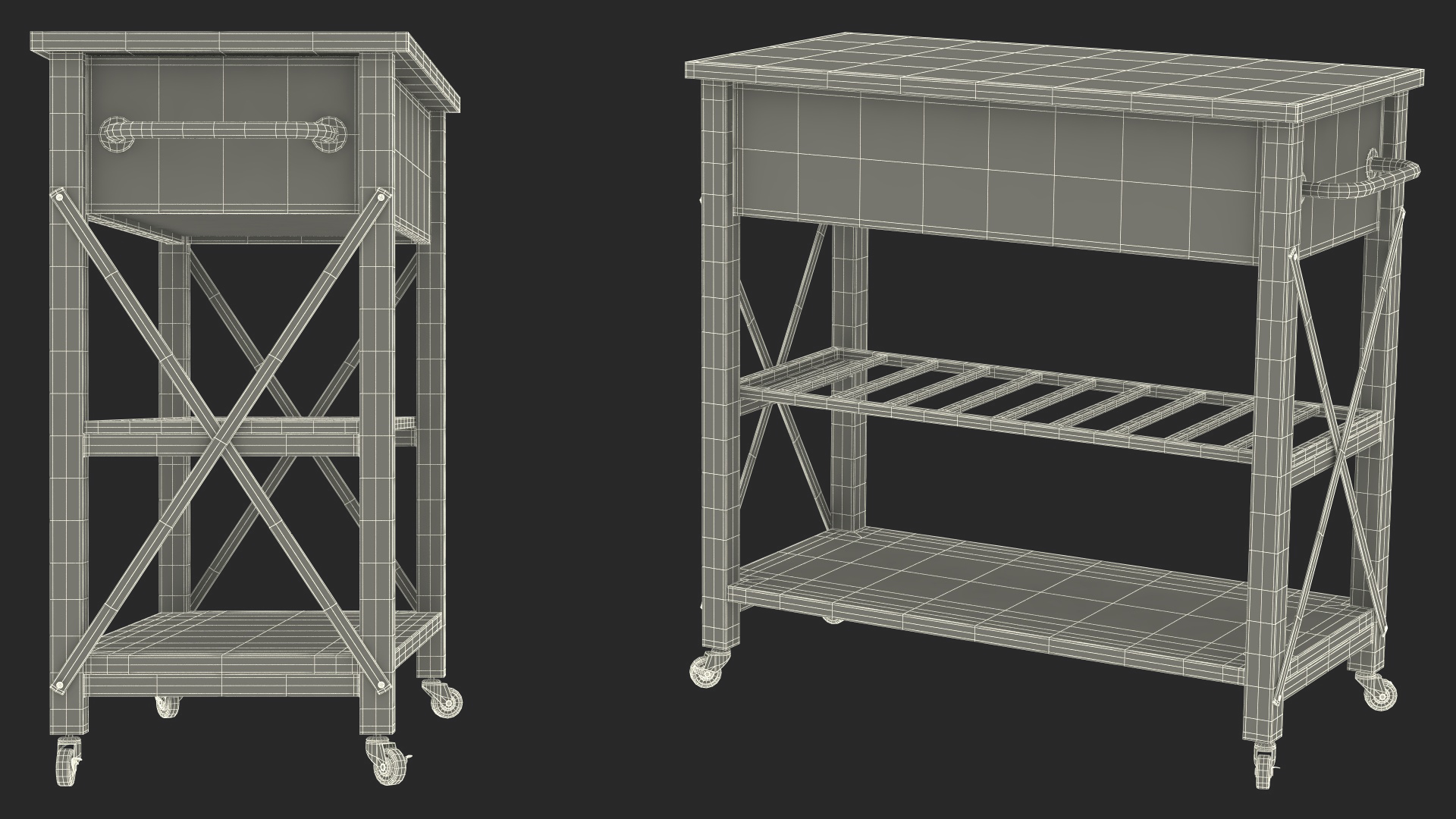 3D Kitchen Cart White model