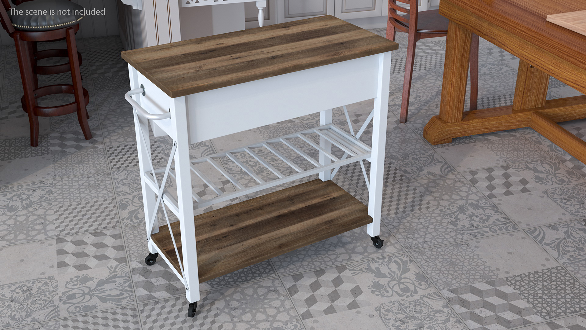 3D Kitchen Cart White model