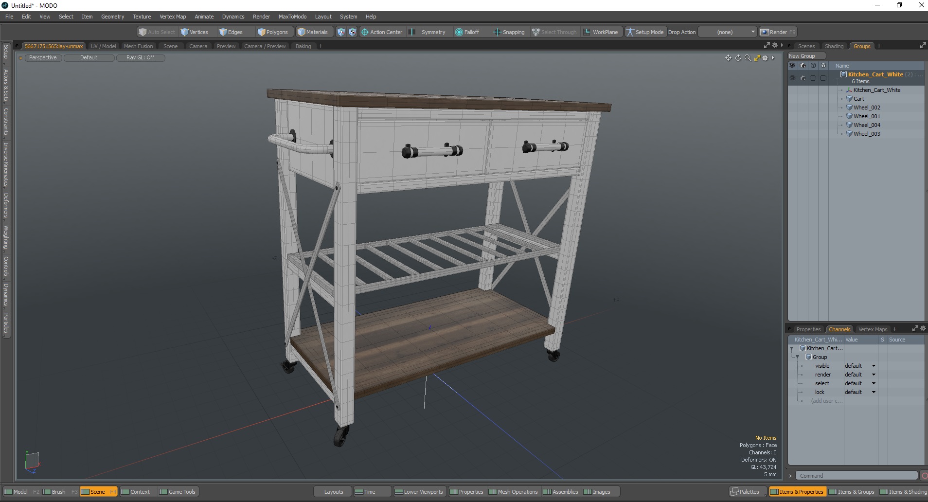 3D Kitchen Cart White model