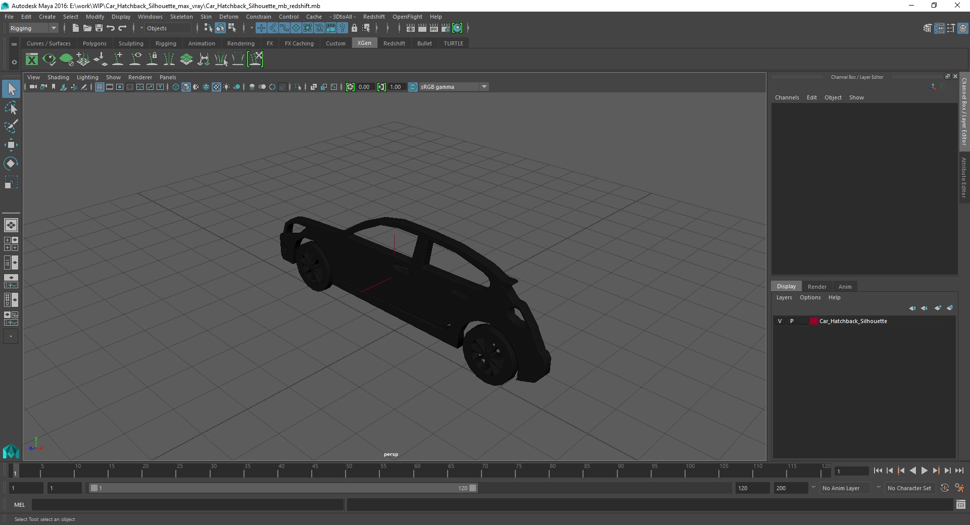 Car Hatchback Silhouette 3D model