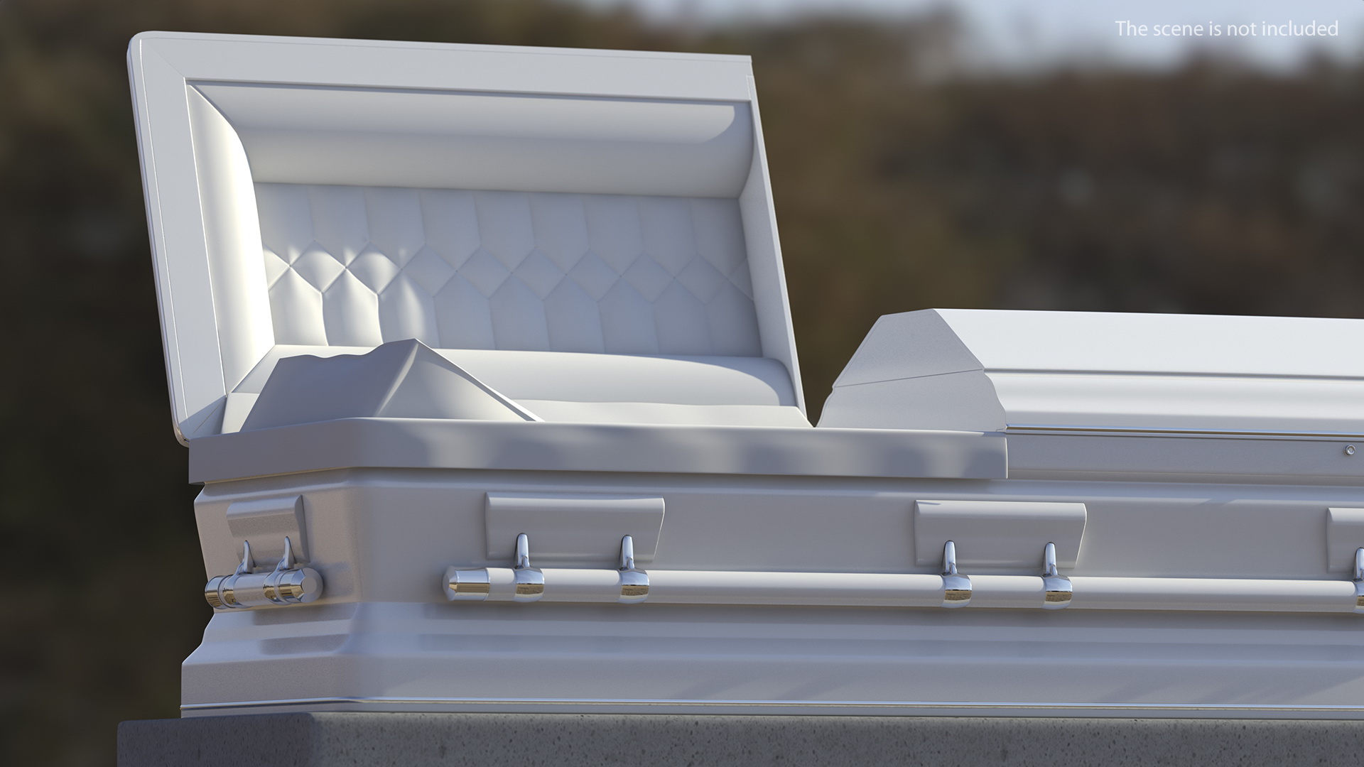 Opened White Funeral Casket 3D