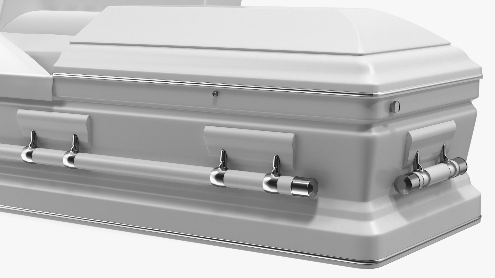 Opened White Funeral Casket 3D