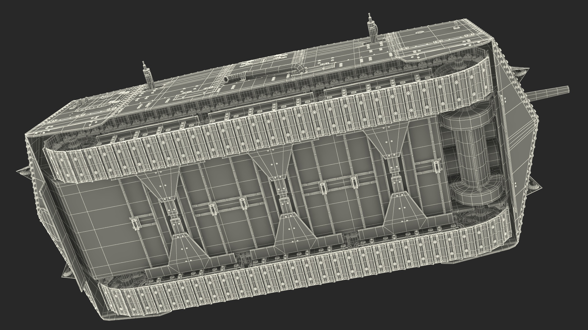 3D Sturmpanzerwagen A7V Deutscher WW1 Panzer