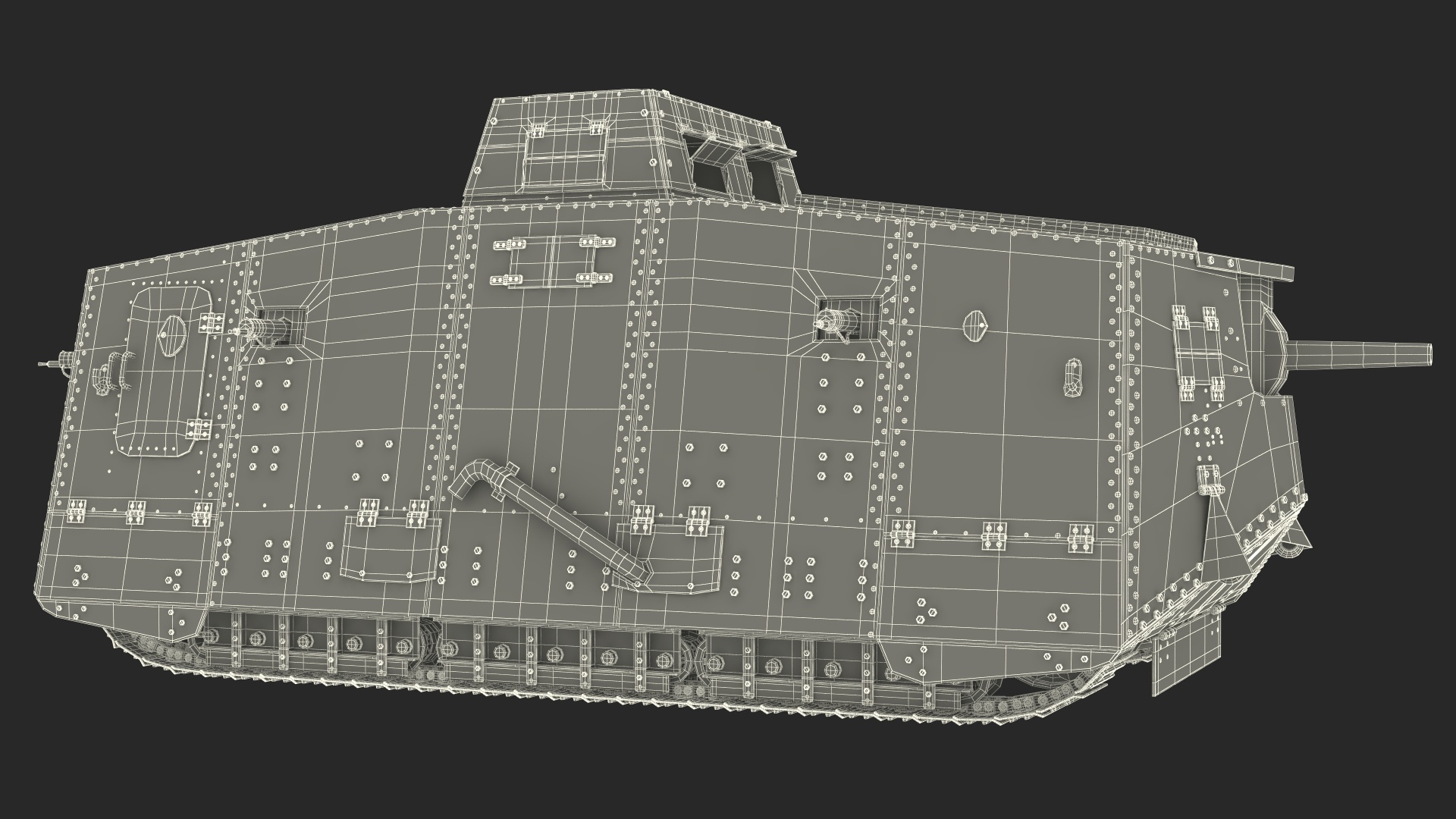 3D Sturmpanzerwagen A7V Deutscher WW1 Panzer