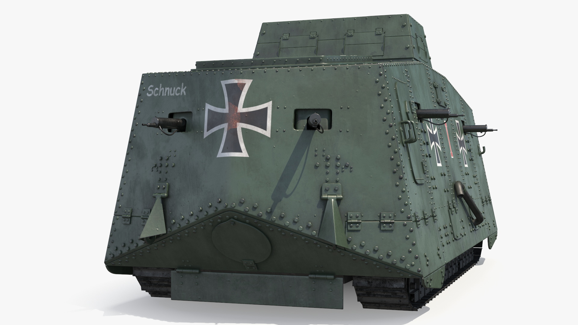 3D Sturmpanzerwagen A7V Deutscher WW1 Panzer