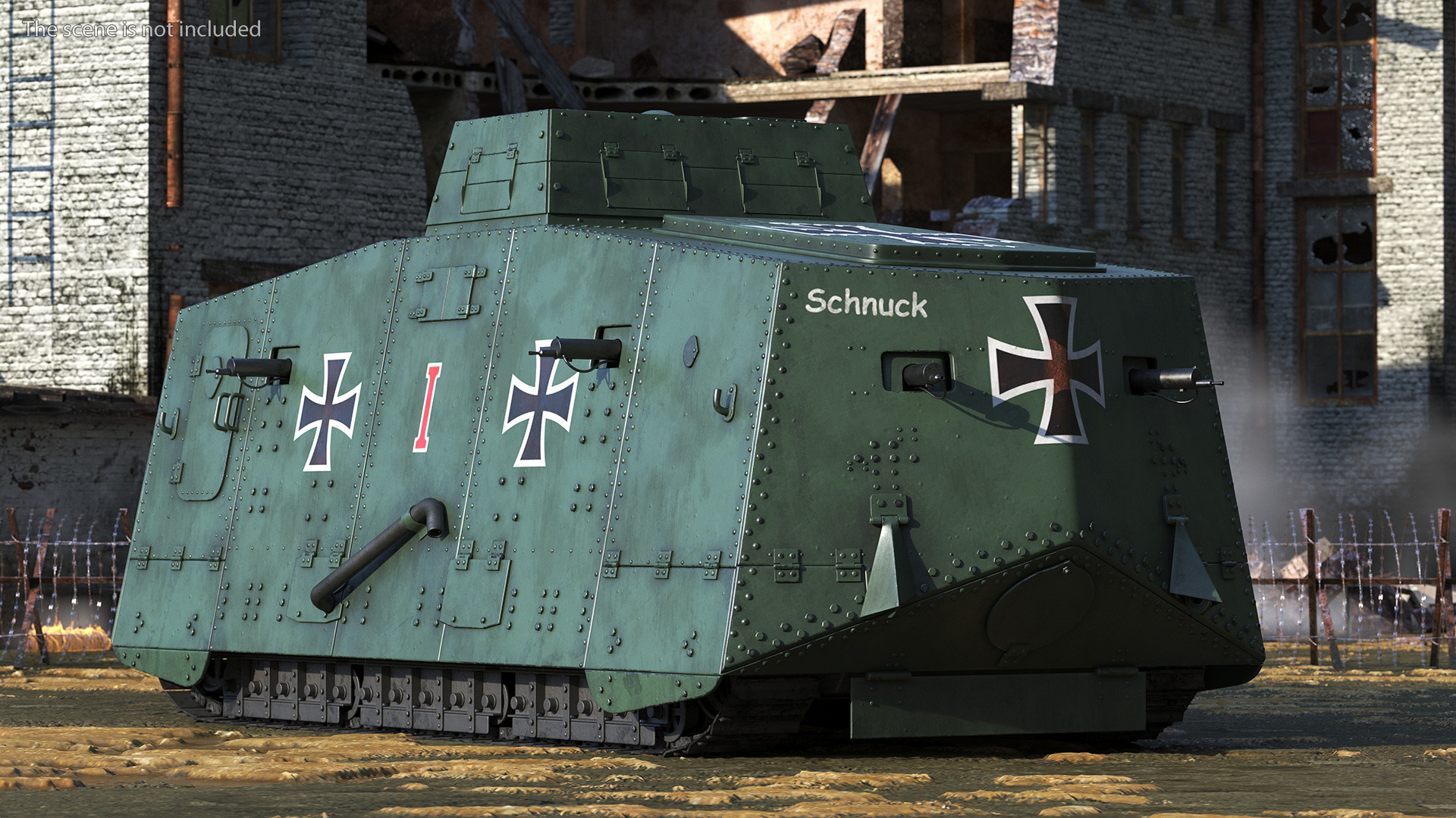 3D Sturmpanzerwagen A7V Deutscher WW1 Panzer