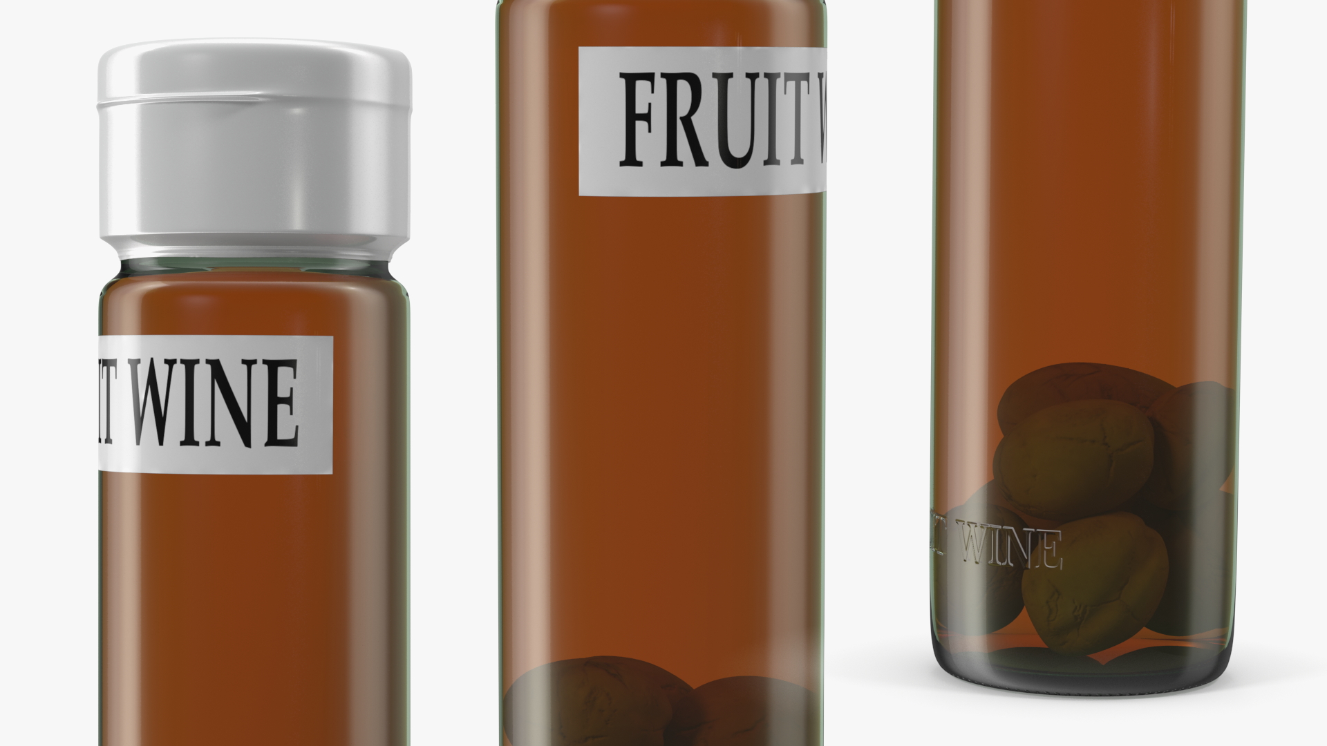 3D Fruit Wine in Glass Bottle