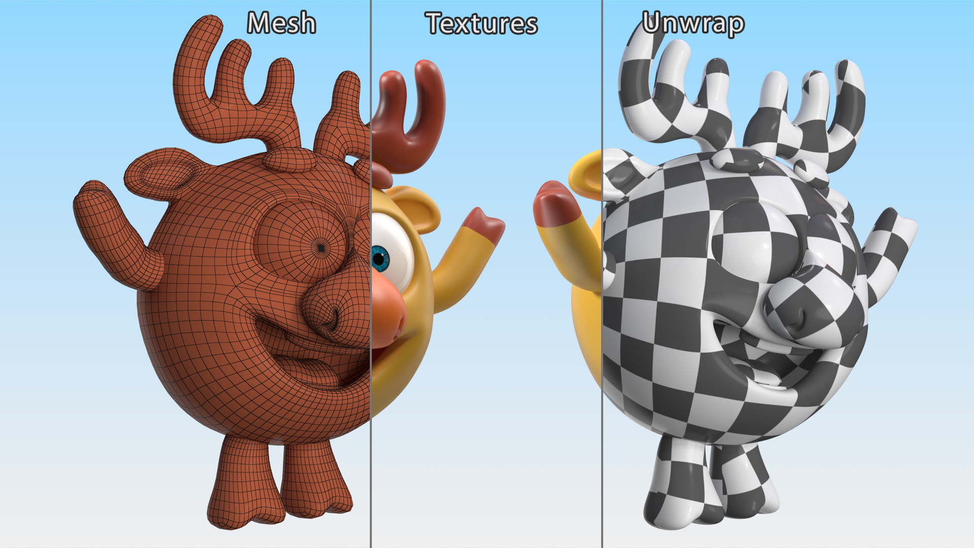 3D model GoGoRiki Moose Character Happy Pose