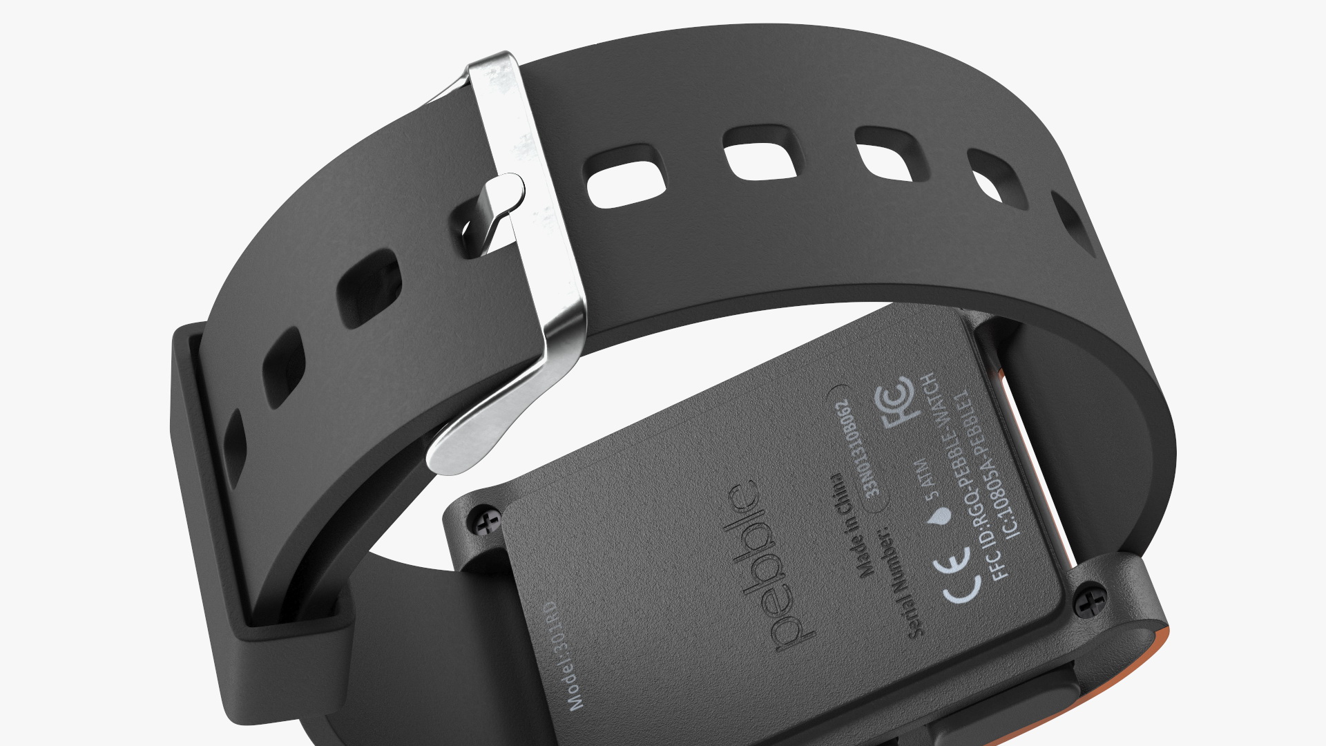 Disconnected Pebble Smart Watch with Strap 3D