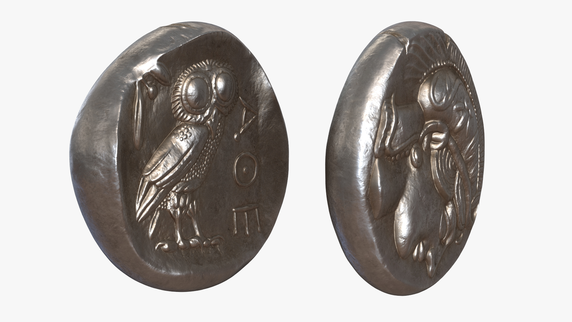 3D Tetradrachm Athens Ancient Coin