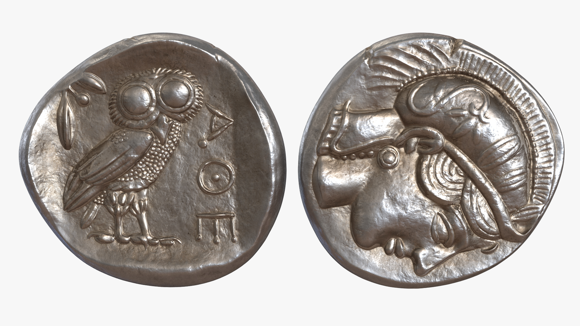 3D Tetradrachm Athens Ancient Coin