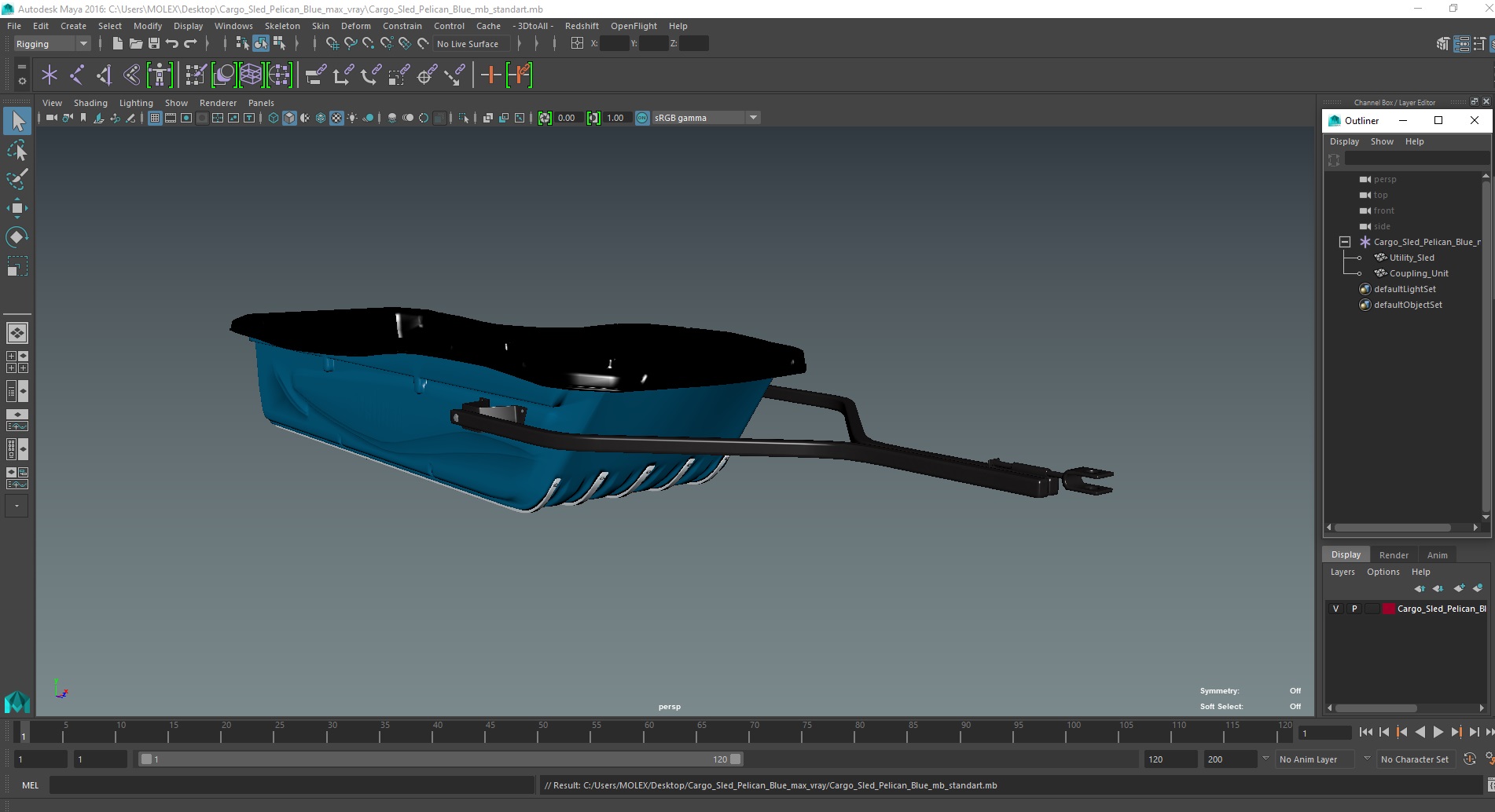 3D Cargo Sled Pelican Blue model