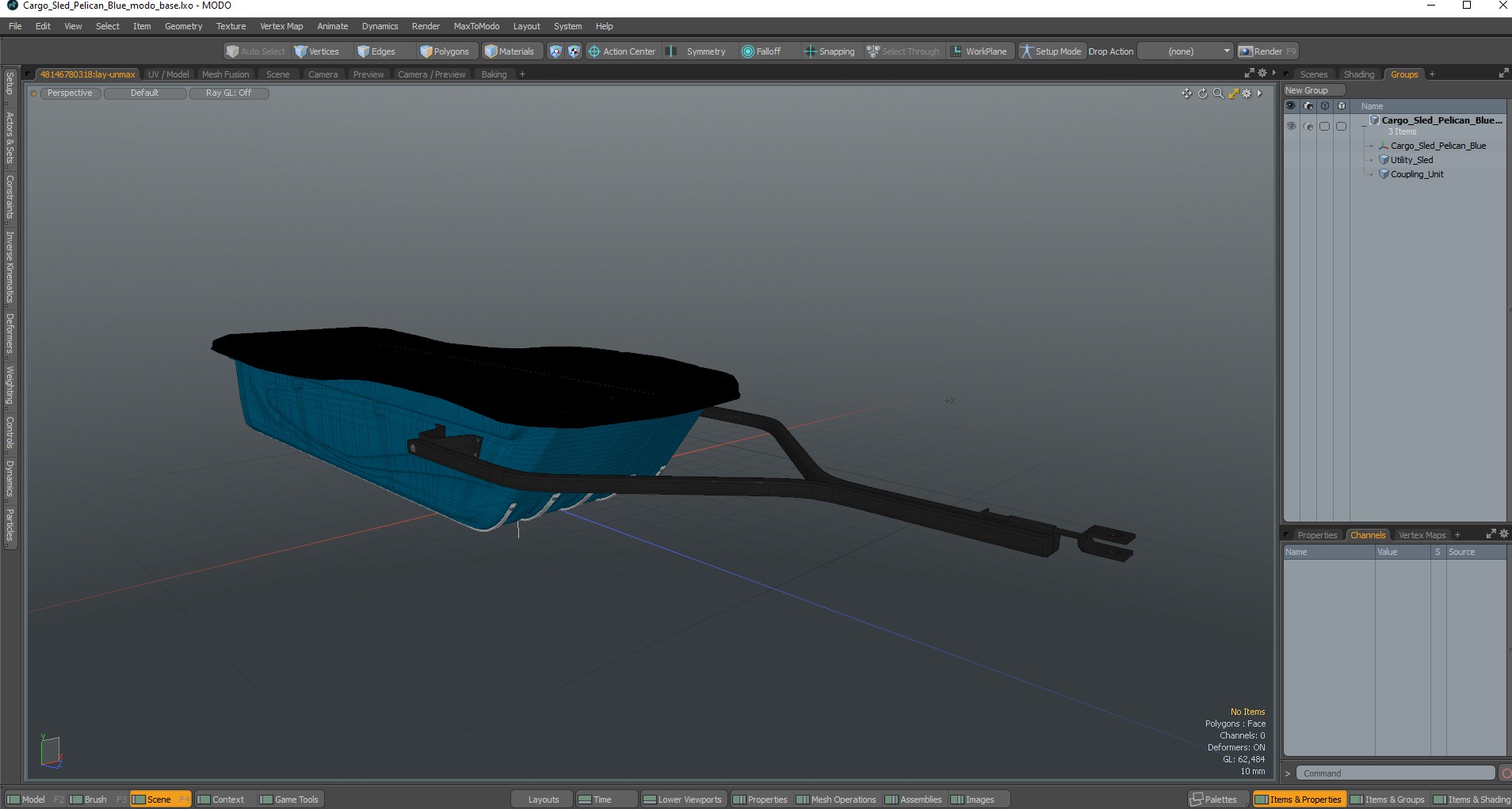 3D Cargo Sled Pelican Blue model