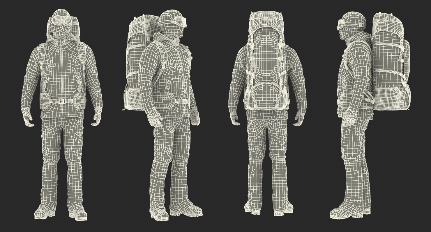 3D model Man Traveler with Backpack Standing Pose