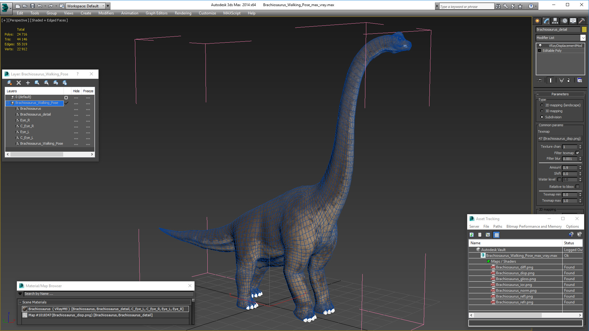 3D Brachiosaurus Walking Pose