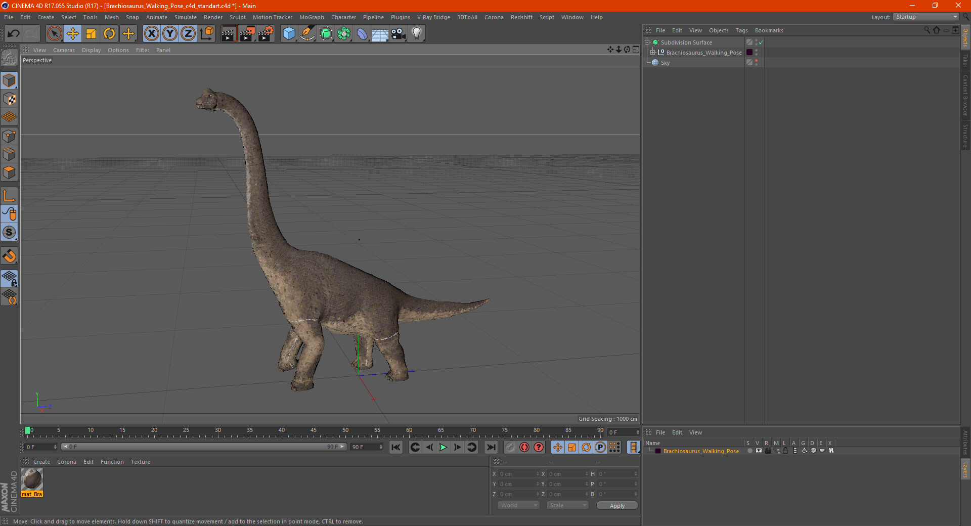 3D Brachiosaurus Walking Pose