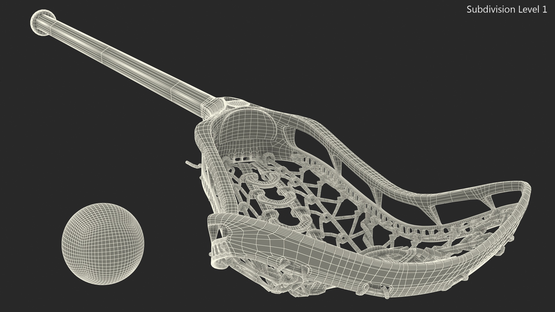 Lacrosse Stick with Ball 3D model